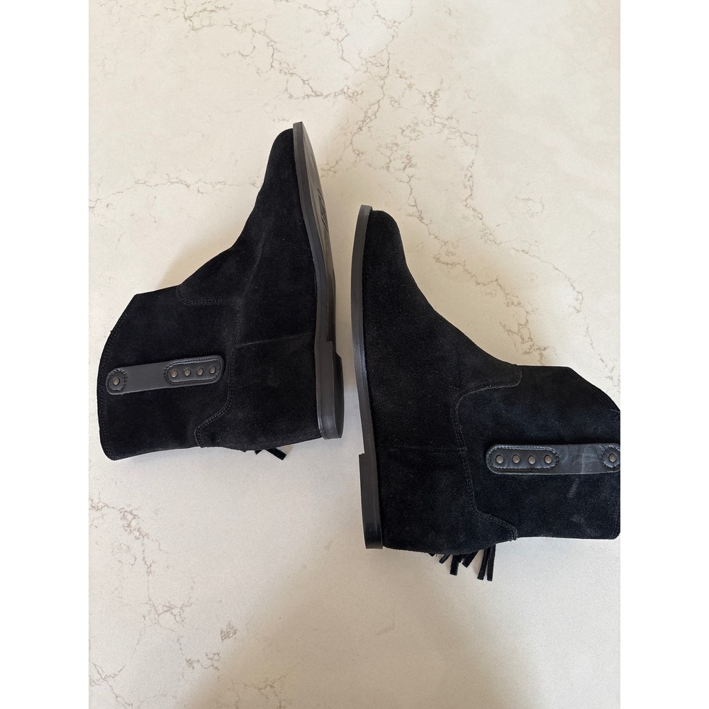 dingo Black Suede Fringe Western Ankle Boots - Picture 9 of 12